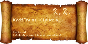 Krénusz Klaudia névjegykártya